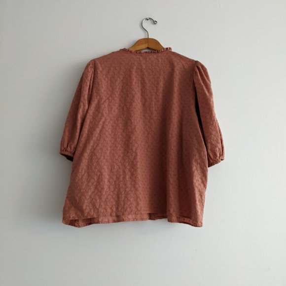 Old Navy Burnt Orange Textured Balloon Sleeve Blouse Sz XXL - Picture 4 of 8